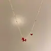 Colar de Cavalo com Gotejamento Vermelho e Borda Dourada de Ano Novo para Mulheres, Acessório de Corrente para Clavícula de Luxo Leve de Alta Qualidade, Corrente para Pescoço Elegante para Suéter