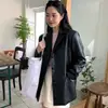 Jaqueta de couro estilo blazer casual solta estilo coreano chique para mulheres, nova moda outono 2026 top estiloso