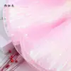 En stock 14cm organza iridiscente degradado plisado falda de disfraz de sirena tridimensional material auxiliar encaje con volantes