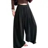 Pantalones de maternidad de pierna ancha, nuevo estilo primavera/otoño, tiro alto, cordón, plisados, caída fluida, soporte para el vientre, no restrictivos, ocultan las caderas, adelgazantes, pantalones hasta el suelo
