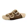 Zapatillas Birkenstock de Piel con Doble Hebilla Metálica para Mujer Otoño/Invierno 2026, Sandalias de Lana de Cordero con Suela Gruesa, Zapatos Perezosos Retro Famosos en Internet