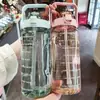 Nueva Taza Espacial de Gran Capacidad para Verano con Escala y Popote Portátil para Exteriores Botella de Agua de Plástico Botella de Agua Deportiva para Hombres y Mujeres