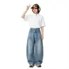 Jeans Planetmusic com Design Retrô, Cintura Dupla, Lavado, para Homens, Calças Largas Afuniladas, Dg25262