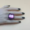Anel de Resina Quadrado Octogonal Diamante Estilo Ins Novo Retro Colorido Simples Criativo Anel Doce