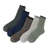 Calcetines Grues de Lana Cálida con Forro de Felpa para Hombre Otoño e Invierno, Calcetines Largos Retro de Color Sólido de Tubo Medio, Calcetines para Hombre Absorbentes de Sudor