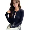 Conjunto de cárdigan de punto estilo coreano para mujer, nuevo para primavera y otoño, de manga larga, color liso, ajuste ceñido, conjunto de dos piezas, top de suéter, moderno y casual