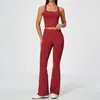 Conjunto de Yoga Transfronterizo Europeo y Americano Adelgazante Tirantes Finos Muestra la Figura Cintura Alta Control de Abdomen Elevación de Glúteos Pantalones de Campana Ropa de Fitness Mujer 5112