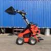 Cargadora compacta de cuatro ruedas motrices, Cargadora multifuncional, Capacidad del cucharón 0.12m3, Máquina excavadora de árboles compacta