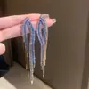 Brincos de Corrente Longa com Garras Exageradas Elegantes de Prata S925 com Strass para Mulheres Brincos com Franjas de Diamante Colorido Europeus e Americanos Brincos da Moda