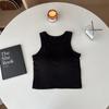 Camisola pequeña en forma de I para chica dulce y picante, ropa interior de mujer, otoño, negra, sin mangas, corta, ajustada, ropa exterior