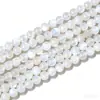 Cuentas redondas de piedra lunar blanca cristalina natural, tiras largas, cuentas sueltas de piedra lunar de Sri Lanka semiacabadas, accesorios para joyería al por mayor