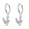 Pendientes de Acero Inoxidable Chapado en Oro 18K con 26 Letras, Pendientes de Zirconia con Forma de Ola de Lujo, Pendientes Elegantes