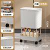 Bote de Basura de Cocina Doméstico Multicapa de Gran Capacidad con Tapa Rodillo Removible Tapa Abatible Separación Seca y Húmeda Cubo de Almacenamiento Tapa Deslizante