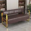 Barbearia, Cadeira de Espera para Salão de Beleza, Área de Descanso para Lojas de Beleza e Roupas, Sofá Dourado Banho de Aço Inoxidável, Banco Longo para Área de Espera