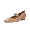 ¡Piel de Vacuno Lavada y Pulida de Primera Capa! Zapatos Individuales Franceses Retro de Punta Cuadrada con Lazo y Boca Baja, Zapatos Elegantes para Mujer Otoño 2026