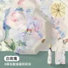 Guarda-chuva de arte de uso duplo, com chuva ou sol, com proteção solar colorida espessada, guarda-chuva portátil 70% de desconto, design de pintura a óleo estilo chinês, guarda-sol manual