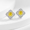 Comercio electrónico transfronterizo Douyin Kuaishou Transmisión en vivo Nuevo Diamante Amarillo Trébol de Cuatro Hojas Conjunto Lleno de Diamantes Anillo para Dama Collar Pendientes