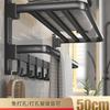Gris plomo Toallero de baño sin agujeros Lavado-lavado Estante de aluminio espacial para baño Montado en la pared Toallero doble plegable
