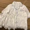 Pijama de algodón fresco para mujer con borde de estrella y nube, conjunto de cárdigan y shorts de verano