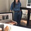 Tiro Real Estilo Coreano Retro Francés Simple Versátil Bolsillo Doble Solapa Pantalones Camisa de Manga Larga de Mezclilla para Mujer Primavera Nuevo Estilo 2 Colores