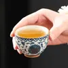 Taza de Cata de Té Azul y Blanco de Horno Ru Taza Individual para Maestro de Té en Casa Juego de Té Kung Fu de Lujo Ligero de Gama Alta China Tazas de Té