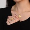 Anel Floral de Trevo Banhado a Ouro para Mulheres Design de Nicho Versátil Ajustável Anel Aberto Fornecimento ao Vivo