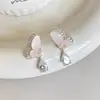Pendientes de Mariposa Azul Cristalino Degradado Lindos Dulces Adecuados para Pendientes de Primavera Pin de Plata 925 Pendientes Mujer Coreanos