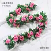Vid de Rosas Artificiales Transfronteriza Flores de Seda Flores Artificiales Plástico Flores Falsas Rosa de 10 Cabezas Vid de Flores Artificiales