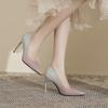 Talla Pequeña 313233 Tacones Altos Franceses Zapatos de Punta para Banquete Estilo Hada Nuevo para Mujer 2023 Talla Grande 41-43