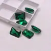Pedra preciosa retangular de corte esmeralda com bordas chanfradas, pedra solta para anéis DIY, pingentes e incrustações de pedras preciosas, pedra preciosa nano verde