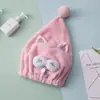 Gorro de baño y secado de pelo para adultos con temática de dibujos animados, absorbente, grueso, secado rápido, toalla de pelo, toalla de pelo de vellón de coral, gorro de baño, turbante para la cabeza