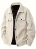 Jaqueta de veludo cotelê casual esportiva tendência de bolso com abotoamento simples transfronteiriça europeia e americana Amazon manga longa gola de lapela masculina