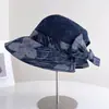 Chapéu Bucket Estampado Patchwork Tricô Feminino Verão Nova Chegada Costas Abertas Respirável Proteção Solar Chapéu de Sol para Exterior