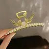 Pinza para el Cabello de Metal para Mujer, Pinza Tiburón de Lujo de Alta Gama, Pasador para Peinados Recogidos, Accesorio para el Cabello con Perlas para la Parte Trasera de la Cabeza