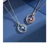 Collar de corazón sol y luna s925 para mujer, cadena para clavícula de moda ins europea y americana, colgante de personalidad, diseño de nicho, cadena para clavícula de celebridad de Internet