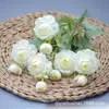 Flores de Rosa de Té Artificiales Transfronterizas, Loto Pequeño Falso, Rosas de Té para Decoración de Sala de Estar, Ramo Pequeño de Flor de Rosa, Flores Artificiales de Comercio Exterior