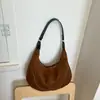 Bolsa Pequena Suede Retrô Feminina 2026 Novo Estilo Relaxada Fosca Bolsa Bolinho Outono Inverno Alta Qualidade Para o Trabalho Bolsa de Ombro