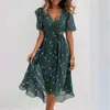 2024 Nuevo Comercio Electrónico Transfronterizo Amazon Suelto Casual Shuya Cuello en V Floral Nuevo Vestido Estampado Más Vendido