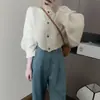 Suéter Curto de Tricô Outono e Inverno Novo Estilo Coreano Solto Emagrecedor Suéter Cardigan Roupa Exterior Feminina Top Morcego