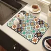 Alfombrilla Drenante de Cocina de Tierra de Diatomeas Retro, Resistente a Manchas, Fácil de Limpiar, Alfombrilla Antideslizante, Alfombrilla Absorbente de Café para Aislamiento Térmico de Platos de Comedor Domésticos
