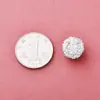 Plata Pura 999 Chapado en Plata Artesanía Fina con Diamantes 15mm Cuentas Espaciadoras de Hortensia Pulsera DIY de Cristal Blanco Accesorio de Plata Bola de Flor