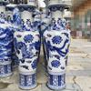 Vaso Decorativo de Cerâmica Pintado à Mão Cor Esmalte Submerso Porcelana Azul e Branca Paisagem Galhos Enrolados Vaso Grande de Chão Garrafa Guanyin Grandes Ornamentos