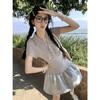 Vestido Polo de Manga Corta Estilo Academia Americana para Mujer Primavera Temprana 2025 Nuevo Casual Ajustado Adelgazante Falda Línea A