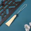 Colgante con borla de flecos de seda helada y corona de cloisonné de estilo antiguo para decoración de abanico Hanfu, marcapáginas, peine, adorno colgante