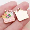 Nuevo Dibujo Animado Lindo Conejo Huevo de Pascua Goteo de Aceite Colgante de Aleación de Zinc Colgante Accesorios de Joyería para Pulsera DIY