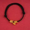 Pulsera de Calabaza Dorada Arena con Hilo Rojo para Año Nuevo y Año del Zodiaco, Joyería Fina de Lujo de Gama Alta de Nicho para Mujer