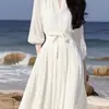 Vestido Sencillo y Elegante, Estilo Francés, Adecuado para Primavera y Verano, Chifón Blanco, Temperamento Femenino, Como una Diosa, Estilo Suave