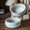 Tigela Redonda de Café da Manhã de Alto Valor Estilo Japonês Estilo Retrô Tigela de Sobremesa Costura Vintage Tigela de Arroz Cerâmica Tigela de Mingau para Casa