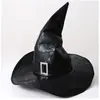 Nuevo Sombrero de Bruja de Halloween Fiesta Sombrero de Bruja de Cuero Sombrero de Bruja Negro Marrón Maquillaje Cos Accesorios
