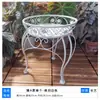 Taburete de Flor de Hierro Forjado Soporte para Maceta de Flores de Jardín Exterior Estante de Almacenamiento de Pie Balcón Sala de Estar Decoración Planta Verde Bonsái Base para Bandeja de Flores